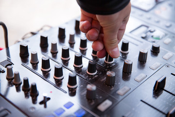 Control nobs on a sound mixing board