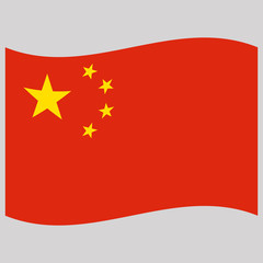red china flag on gray background  vector illustration