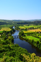 Fototapeta na wymiar A view of the River Dordogne as taken from the hilltop town of Domme in Aqutaine, France