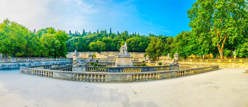 Jardin De La Fontaine Park In Nimes France