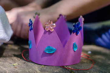 Handmade paper crown with crystals for princess party
