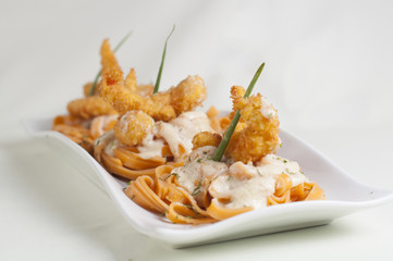 camarones con pasta