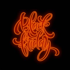 Black friday sale Luminous light lettering on dark background. Glow effect. Vector illustration