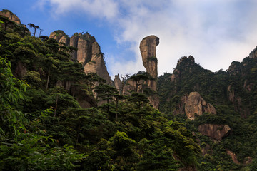 Fototapeta na wymiar Sanqingshan, Mount Sanqing National Park - Jiangxi Province, China. National Geopark and Sacred Taoist Mountain, UNESCO World Heritage. Chinese Giant Boa Natural Stone Formation, Python Snake Rock