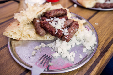 Close up image of cevapi traditional Balkan food 