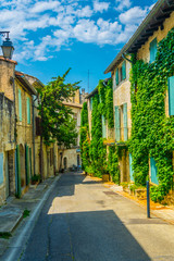 View of a narrow street in the center of Villeneuve les Avignon, France