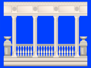Columns. Stucco railings