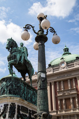 Fototapeta premium Belgrade, Serbia - Prince Mihailo Monument at Republic Square