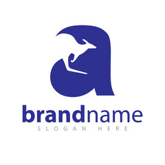 a Letter With kangaroo logo icon vector template
