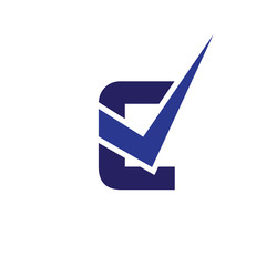 E Letter with check logo icon vector