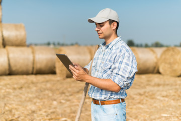 Farmer using his tablet