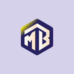 MB Initial letter hexagonal logo vector