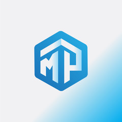 MP Initial letter hexagonal logo vector