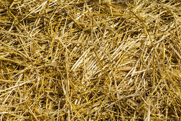 homemade hay of yellow color close up