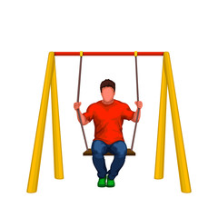 man sitting on swings