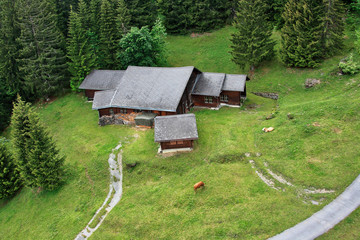 Aerial View of Small Swiss Village