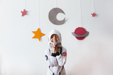 small kid as a creative science astronaut