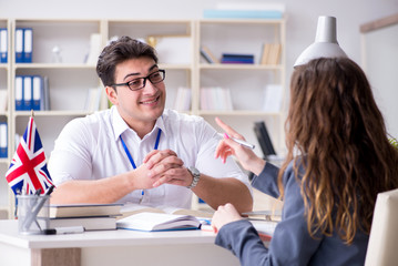 English language training with teacher and student