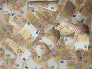 cash money 50 euro banknotes 3d-illustration