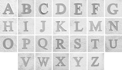 Set with silhouettes of letters on scattered flour