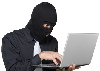 Portrait of a Thief Using Laptop