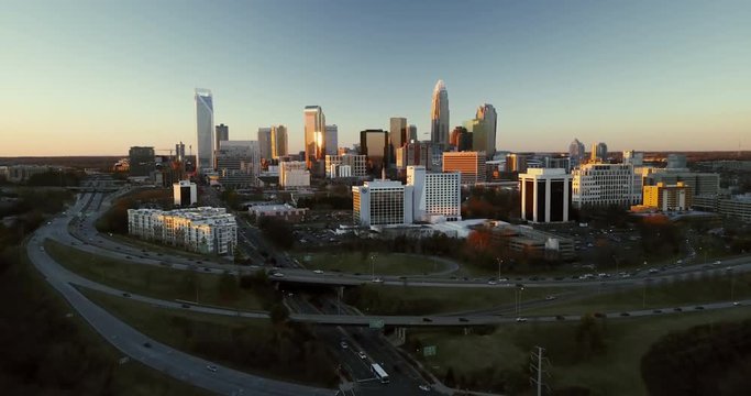 Scenic Charlotte skyline, aerial
