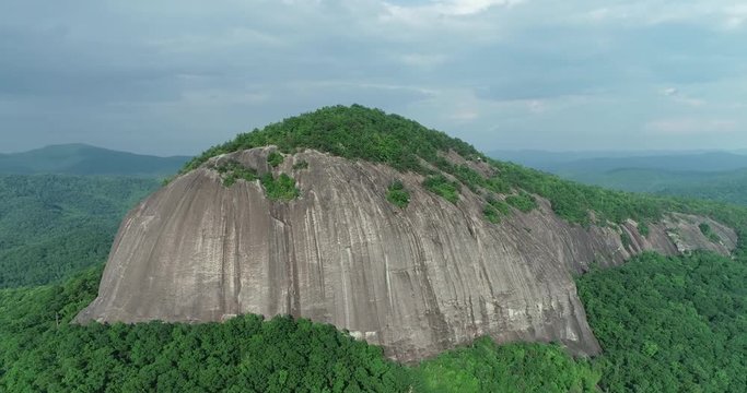 Scenic Looking Glass Rock, pan left aerial