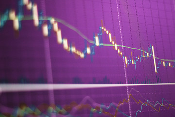 graph chart of stock market investment trading.