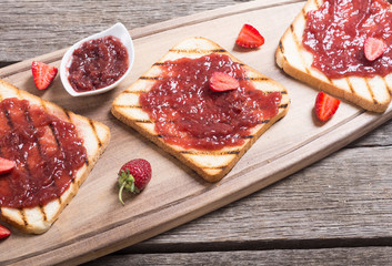 Toast with strawberry jam