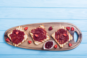 Toast with strawberry jam