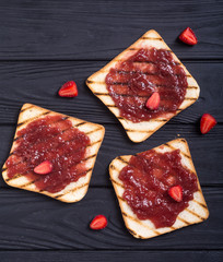 Toast with strawberry jam