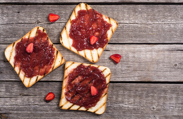 Toast with strawberry jam