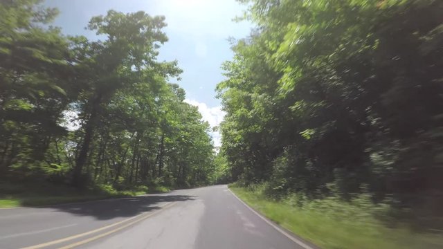 Driving on road in Asheville, POV