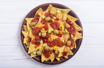 Nachos with sauce salsa