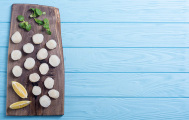 Raw scallops with salad