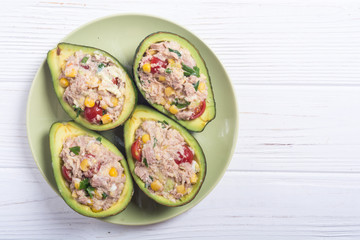 Avocado stuffed with salad