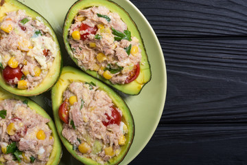 Avocado stuffed with salad
