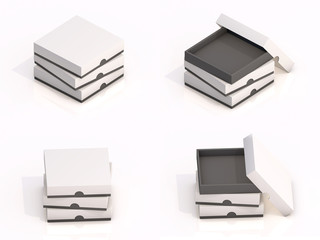 3d rendering blank boxes isolated on white background