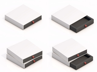 3d rendering blank boxes isolated on white background