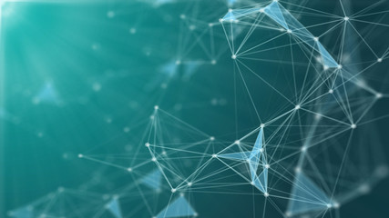 Abstract polygonal background with connecting dots and lines 3d rendering
