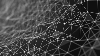 Abstract polygonal background with connecting dots and lines 3d rendering
