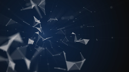 Abstract polygonal background with connecting dots and lines 3d rendering
