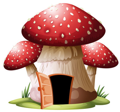 A mushroom house on whiyr background
