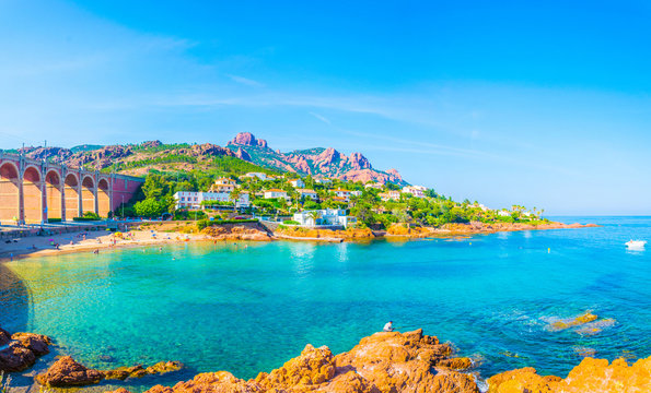 Agay village at the esterel massif in France