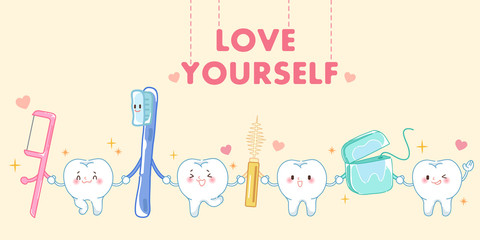 tooth with love yourself concept