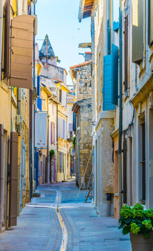 Fototapeta View of a narrow street in Saint Remy en Provence, France