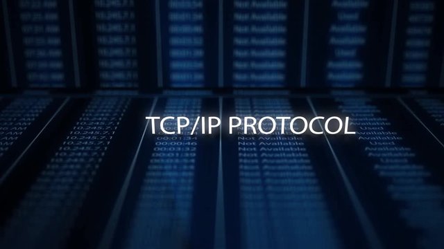 Digital cinematic text information technology concept - TCP/IP Protocol