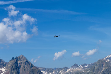 Drone flying over mountains