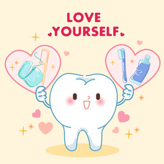 tooth with love yourself concept