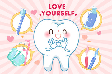 tooth with love yourself concept